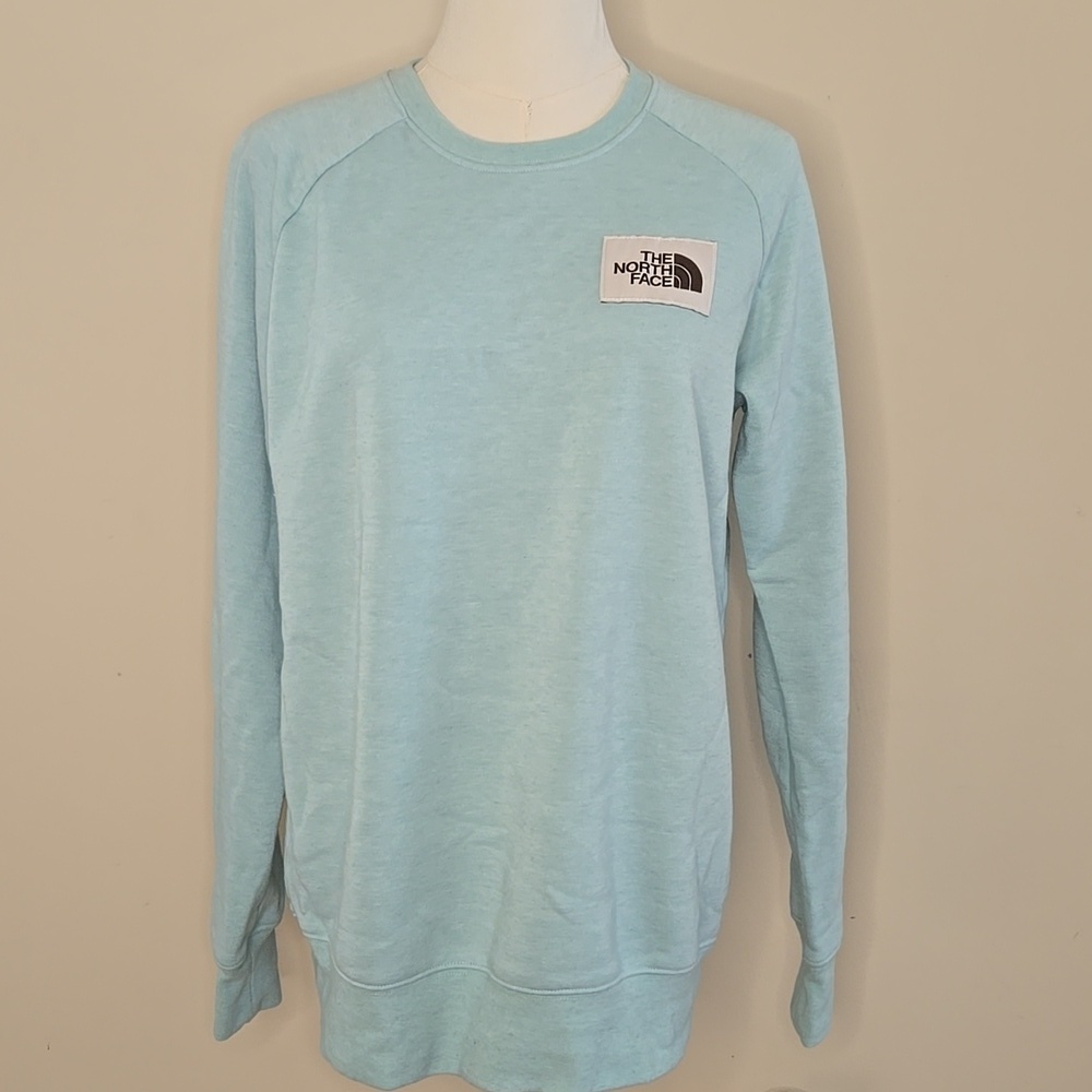 The North Face Blue Crew Neck Sweatshirt Medium Cotton Blend Classic - Picture 2 of 5